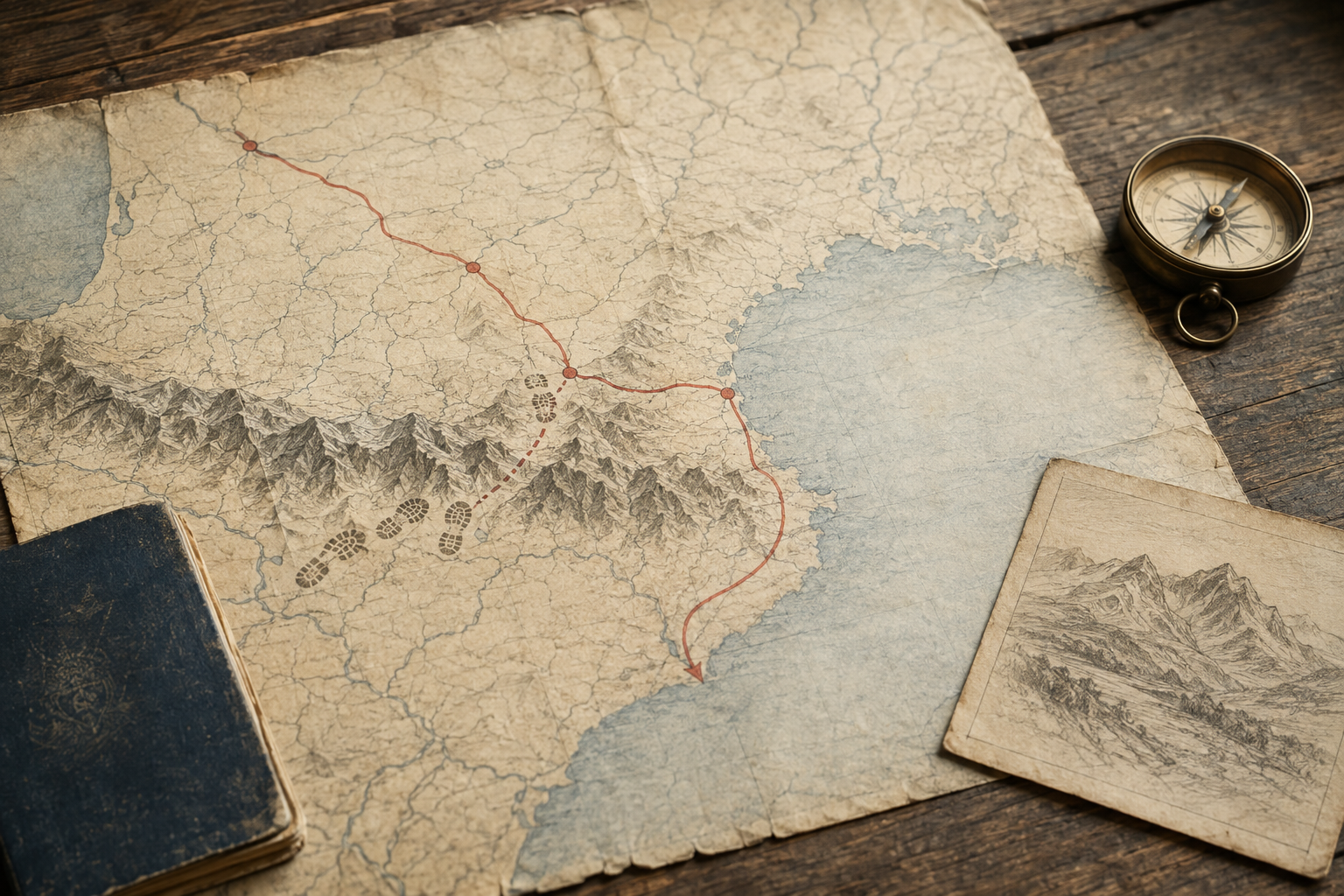 An interpretive map tracing Virginia Hall’s passage across the Pyrenees